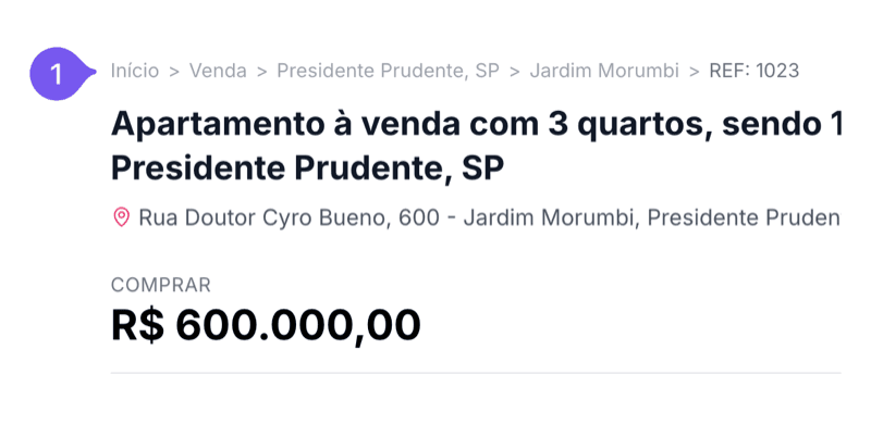 Correção na trilha de navegação das páginas de imóvel