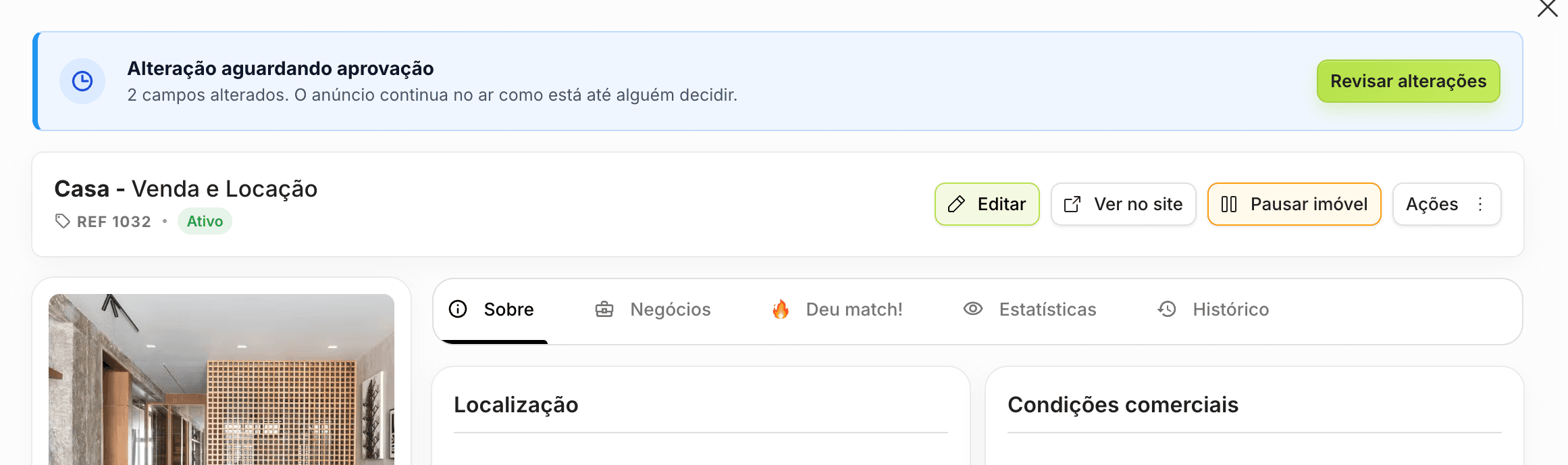 Moderação de imóveis: revise antes de publicar