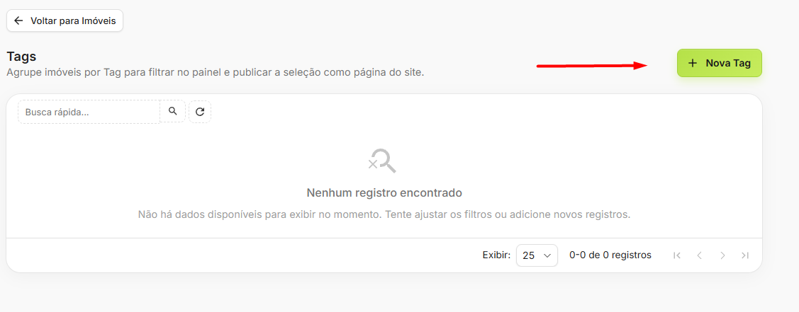 Clique em Nova Tag