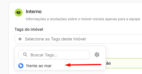Vincule a tag a um imóvel