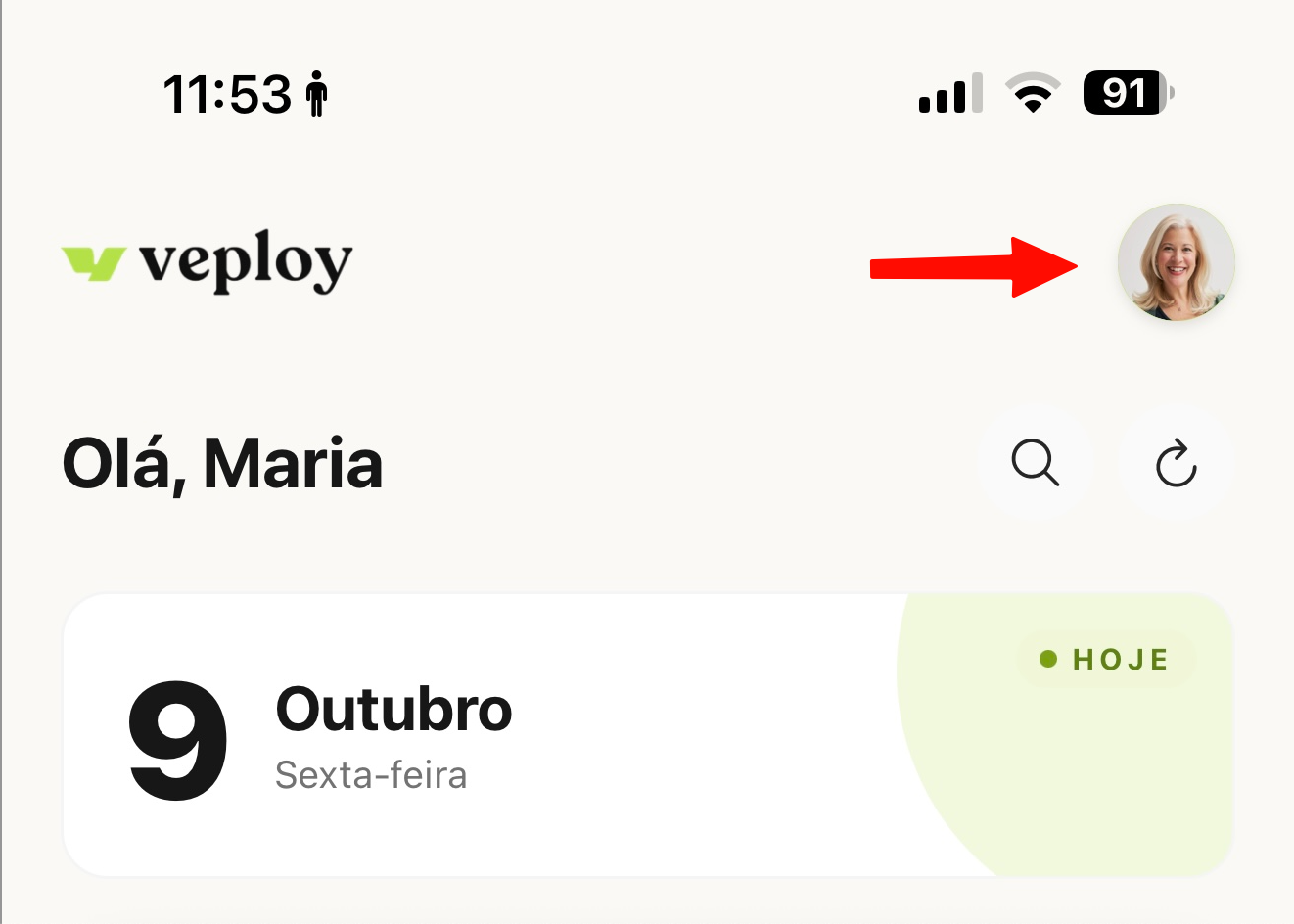 Abra o menu do seu perfil