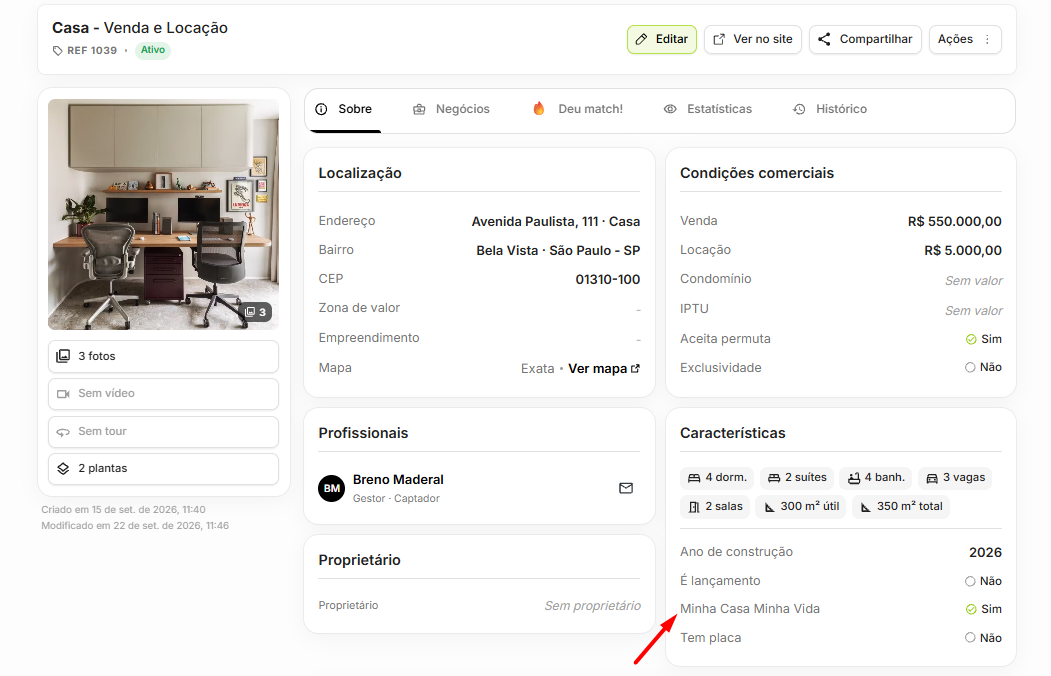 Confira como a informação aparece